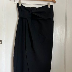 Zara Black Pencil Skirt w/ Knot Detail Size XS